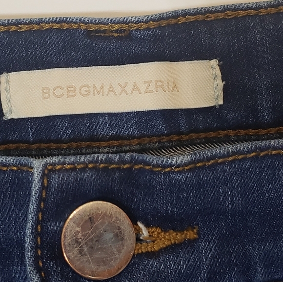 BCGMaxAzria Size 28 High Rise Blue Jeans Skinny Whiskered  Dark W/ Fading - Picture 4 of 14